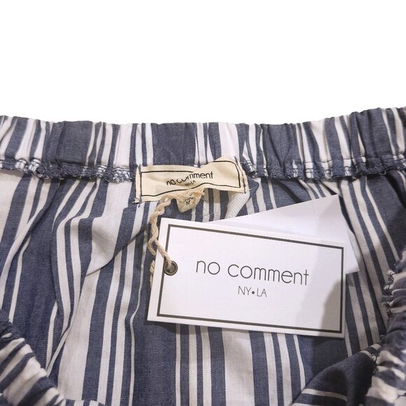No Comment Striped Blue White Off The Shoulder Top Size Medium - Picture 5 of 6